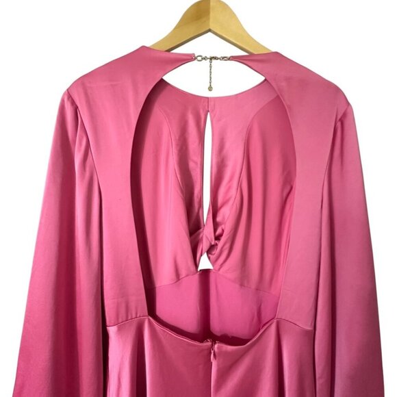 Significant Other Demi Pink Satin Open Back Midi Gown Dress 10 Evening Cocktail - Picture 8 of 13